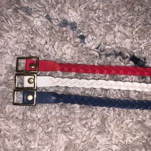 Red, white, and blue braided belts